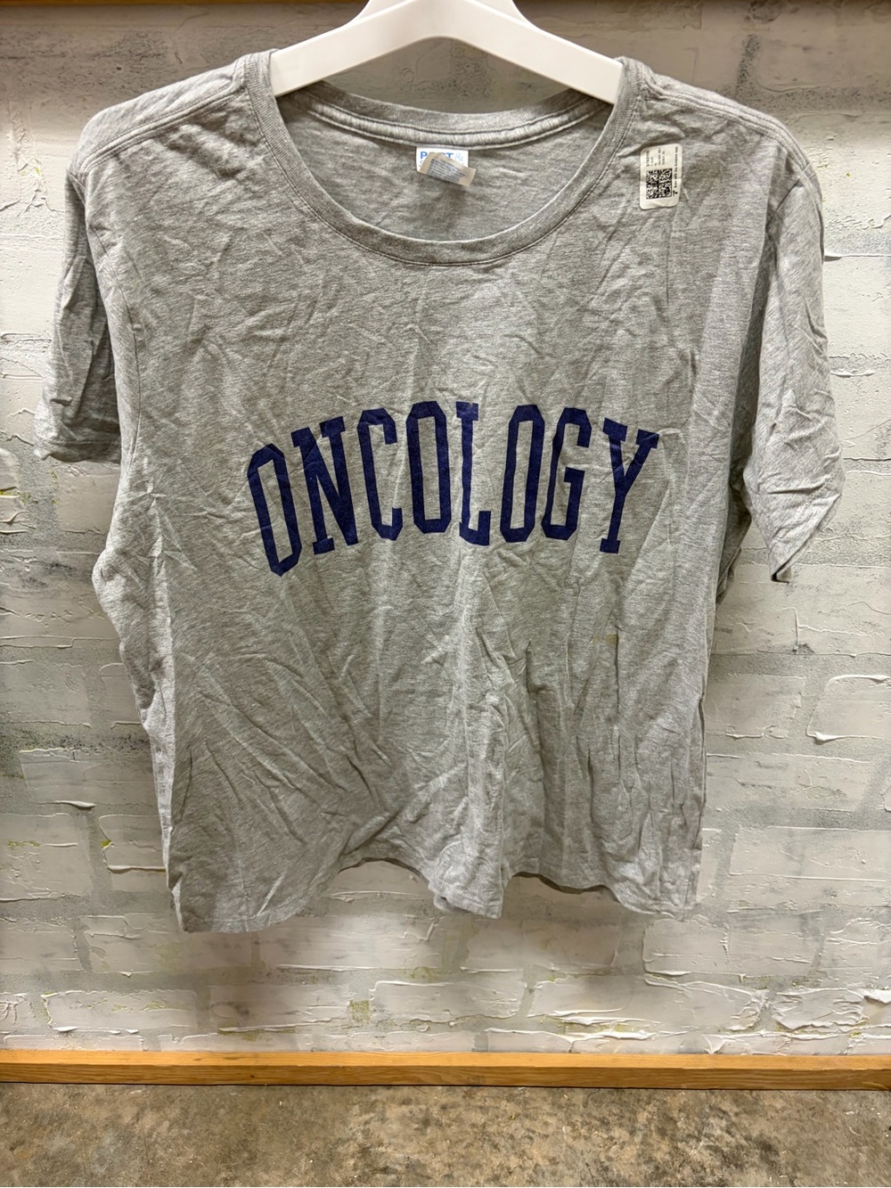 Oncology Graphic Tee - Gray with Navy Print